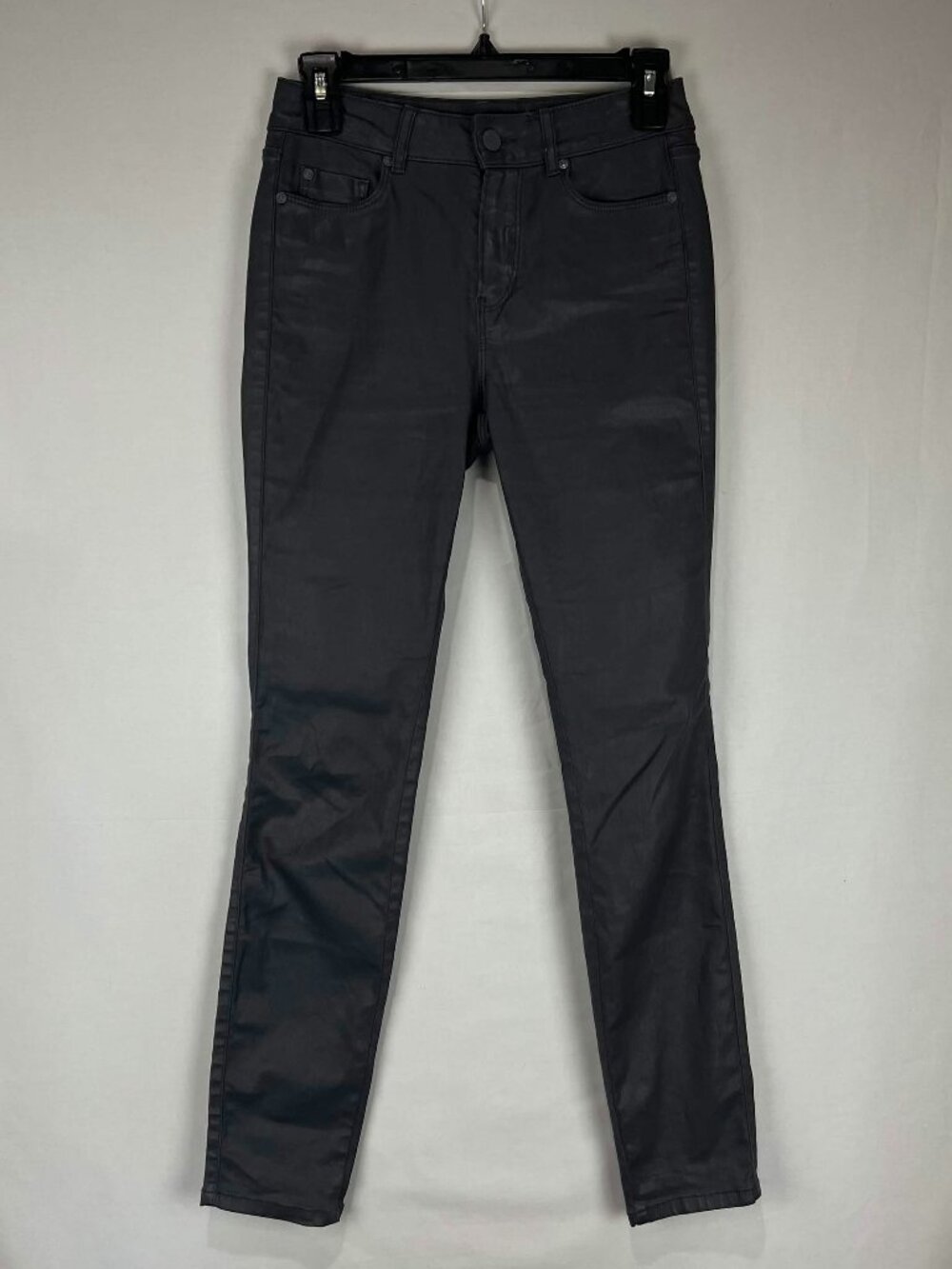 Massimo Dutti Womens Grey Coated Skinny Jeans Metallic Stretch Pants Size 2